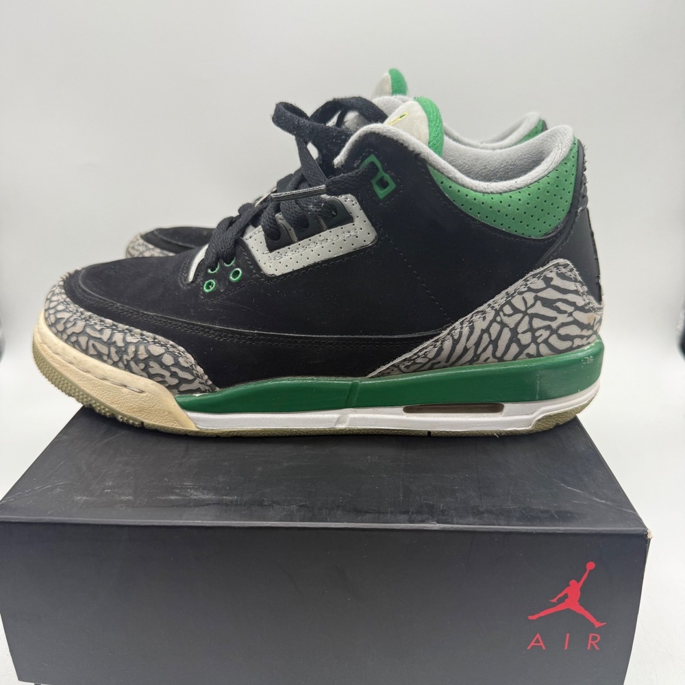 Jordan Air Jordan 3 Retro Kids 7Y Pine Green Black Elephant Print 398614-030